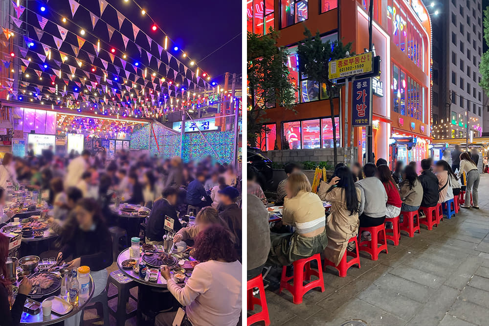 Koreans enjoying Seoul's night market culture